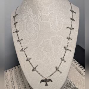 Vintage 25" Sterling Liquid Silver w/Birds Fetish Necklace